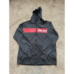 Ohio State Hoodie Mens Large OSU Nike Grey Red Full Zip Buckeyes Football